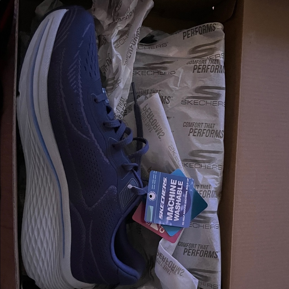 Skechers Navy Blue and White Athletic Sneaker